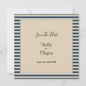 Gerahmte Hochzeit mit klassischen blauen Streifen Save The Date (Vorderseite)