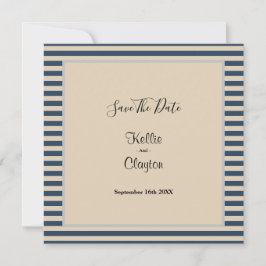 Gerahmte Hochzeit mit klassischen blauen Streifen Save The Date