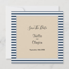 Gerahmte Hochzeit mit klassischen blauen Streifen Save The Date
