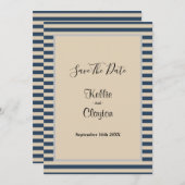 Gerahmte Hochzeit mit klassischen blauen Streifen Save The Date (Vorne/Hinten)