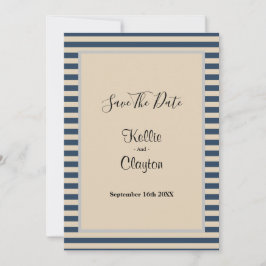 Gerahmte Hochzeit mit klassischen blauen Streifen Save The Date