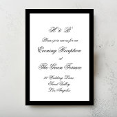 Gerahmte Hochzeit mit Script Black & White Begleitkarte