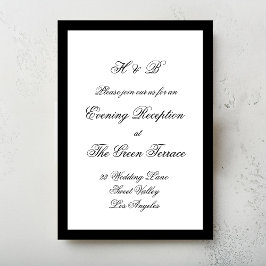 Gerahmte Hochzeit mit Script Black & White Begleitkarte