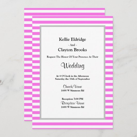 Gerahmte Hochzeit zwischen Rosa und Weiß Einladung (Vorne/Hinten)