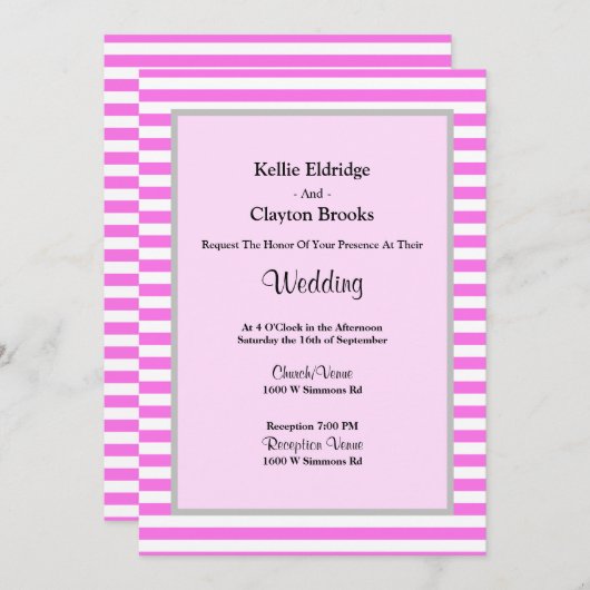 Gerahmte Hochzeit zwischen Rosa und Weiß Einladung (Vorne/Hinten)