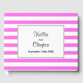 Gerahmte Hochzeit zwischen Rosa und Weiß Gästebuch