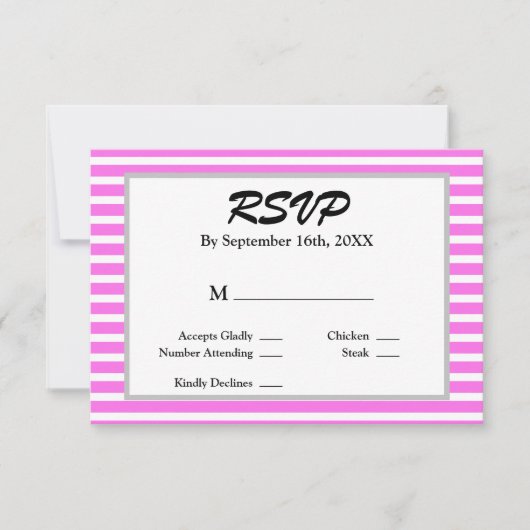Gerahmte Hochzeit zwischen Rosa und Weiß RSVP Karte (Vorderseite)