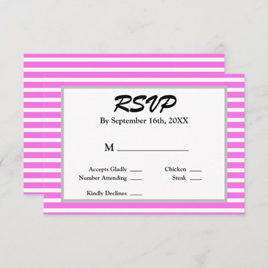 Gerahmte Hochzeit zwischen Rosa und Weiß RSVP Karte (Vorne/Hinten)