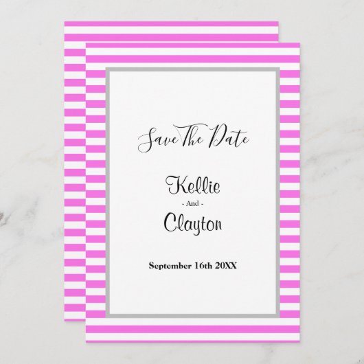 Gerahmte Hochzeit zwischen Rosa und Weiß Save The Date (Vorne/Hinten)