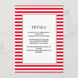 Gerahmte Hochzeitsdetails in Rot/Weiß Begleitkarte
