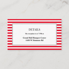 Gerahmte Hochzeitsdetails in Rot/Weiß Begleitkarte