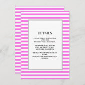 Gerahmte Hochzeitsdetails - Rosa/weiße Streifen Begleitkarte (Vorne/Hinten)