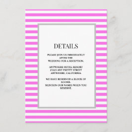Gerahmte Hochzeitsdetails - Rosa/weiße Streifen Begleitkarte