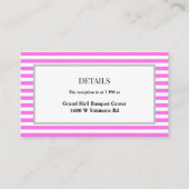 Gerahmte Hochzeitsdetails - Rosa/weiße Streifen Begleitkarte (Vorderseite)