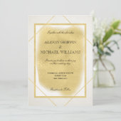 Gerahmte Hochzeitsfeier mit weißem Elfenbeingold Einladung (Stehend Vorderseite)