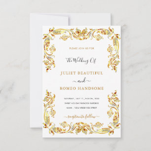 Gerahmte Hochzeitsplanung für Gold-Blume Einladung