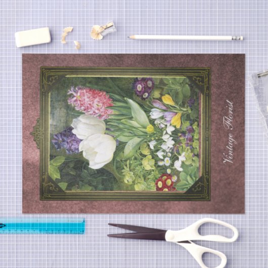 Gerahmte holländische Frühlingsblumen Botanisch au Seidenpapier (Handwerk)