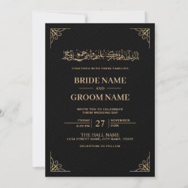 Gerahmte islamische Hochzeit mit Schwarz und Gold Einladung