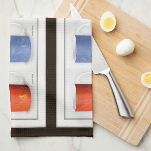 Gerahmte Kaffeebecher Geschirrtuch (Viertel Falte)