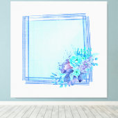 Gerahmte Karo mit hellblauem Hintergrund und Blume Leinwanddruck (Insitu (Holzboden))