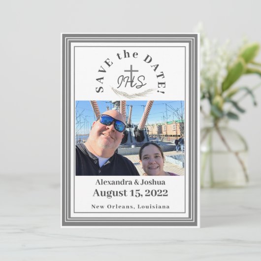 Gerahmte katholische Bibel Save the Date (Stehend Vorderseite)