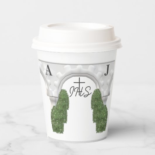 Gerahmte katholische Bibelverse als angesprochen Pappbecher (Vorderseite)