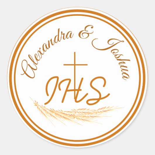 Gerahmte katholische Bibelverse Hochzeit Klassisch Runder Aufkleber (Vorderseite)