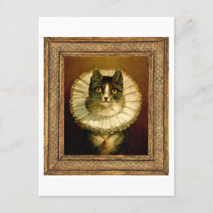 Gerahmte Katze in elisabethanischem Halsband-Kostü Postkarte