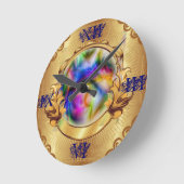 gerahmte Kristallkugel mit Golduhr Runde Wanduhr (Winkel)