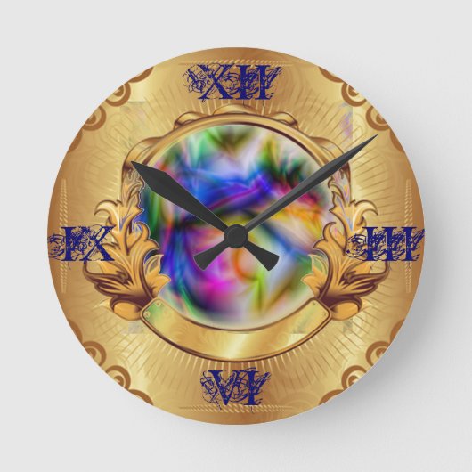 gerahmte Kristallkugel mit Golduhr Runde Wanduhr (Vorderseite)