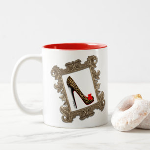 Gerahmte Leopard-Stiletto-Tasse mit hohem Absatz Zweifarbige Tasse