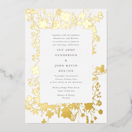 Gerahmte Menge getrocknete Wildblume Pampas REAL G Folieneinladung (Vorderseite)