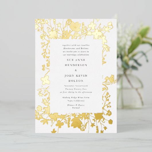 Gerahmte Menge getrocknete Wildblume Pampas REAL G Folieneinladung (Stehend vorne)