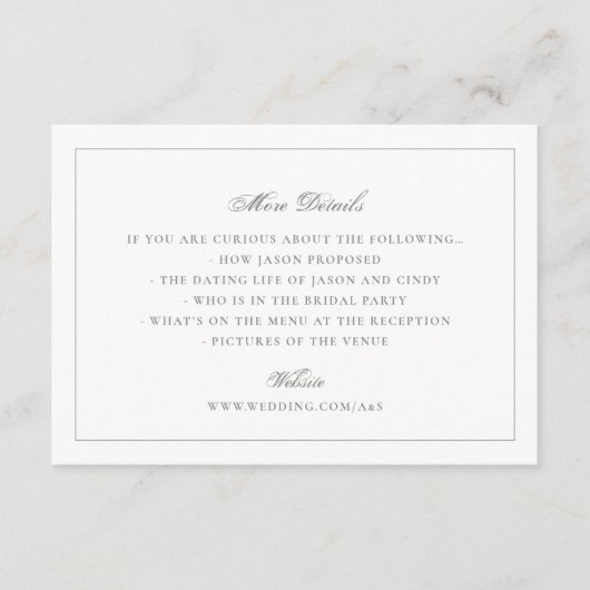 Gerahmte Mongram Hochzeit von Green White Begleitkarte (Vorderseite)