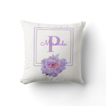 Gerahmte Monogram Pink Peony Blume Lila