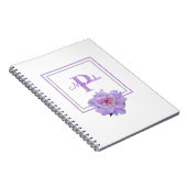 Gerahmte Monogram Pink Peony Blume Lila Notizblock (Rechte Seite)