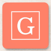 Gerahmte Monogramm Coral White Untersetzer (Vorderseite)