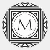 Gerahmte Monogramm Runder Aufkleber (Vorderseite)