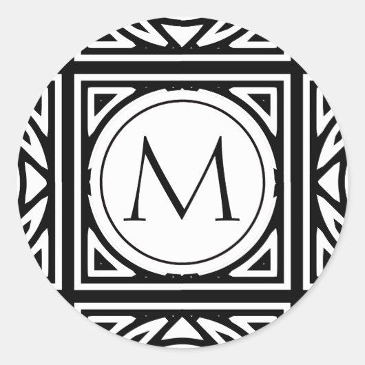 Gerahmte Monogramm Runder Aufkleber (Vorderseite)