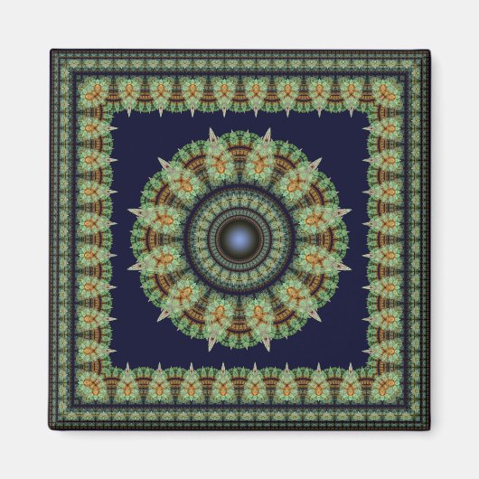 Gerahmte orientalisch-grüne Ornamente Magnet (Vorne)