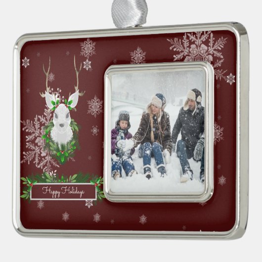 Gerahmte Ornament Red Rentier Rahmen-Ornament Silber (Links)