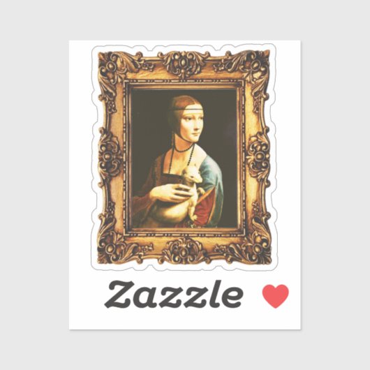 Gerahmte Renaissance Kunst: Dame mit Ermine Da Vin Aufkleber (Blatt)