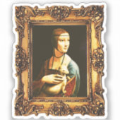 Gerahmte Renaissance Kunst: Dame mit Ermine Da Vin Aufkleber (Vorderseite)