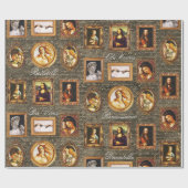 Gerahmte Renaissance Kunst, Dichtung und Musik Geschenkpapier (Flach)