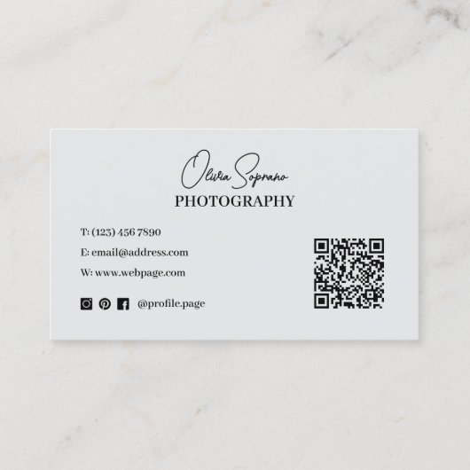 Gerahmte romantische Fotografin Visitenkarte (Rückseite)