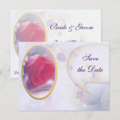 Gerahmte Rose Save the Date Postkarte (Vorne/Hinten)