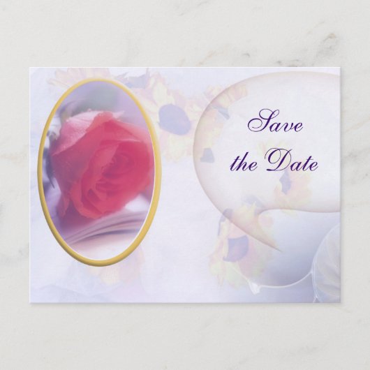 Gerahmte Rose Save the Date Postkarte (Vorderseite)