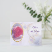 Gerahmte Rose Save the Date Postkarte (Stehend Vorderseite)