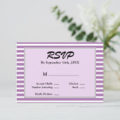 Gerahmte RSVP-Karte für lila/weiße Streifen RSVP Karte (Stehend Vorderseite)