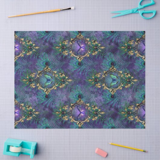 Gerahmte Schmetterlinge und Pfauenfedern-Dekoupage Seidenpapier (Basteln)